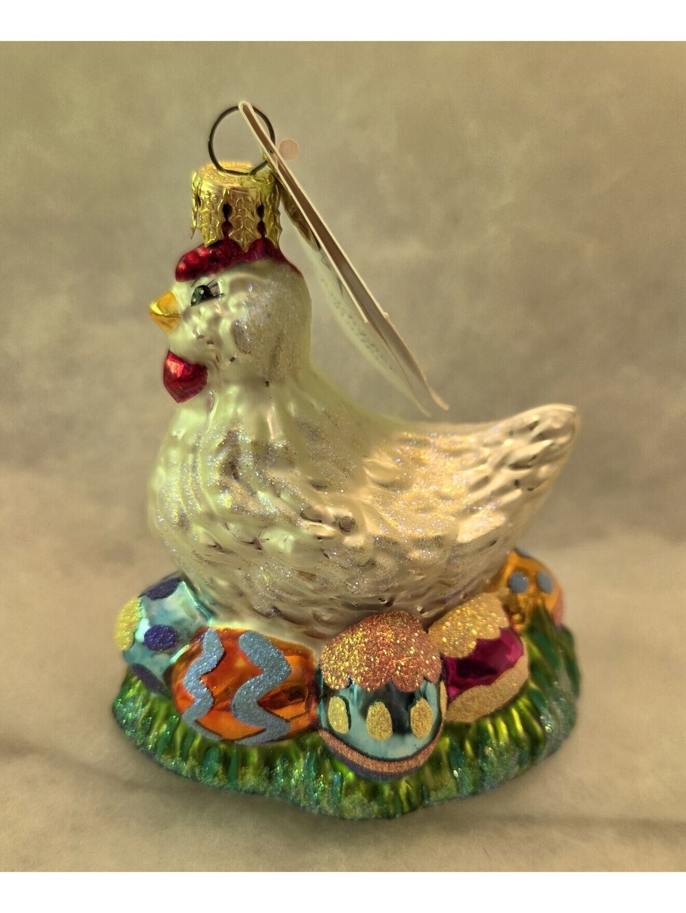 Christopher Radko '01 Nesting Nicely Glass Easter 4" Ornament Hen Egg New w/Tag